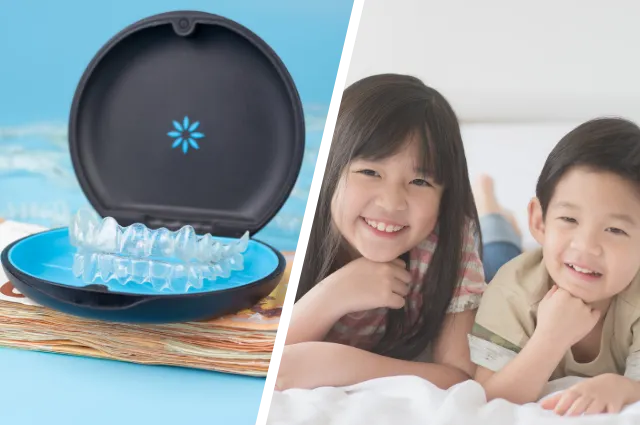 インビザラインのマウスピースと小児矯正を受ける子ども